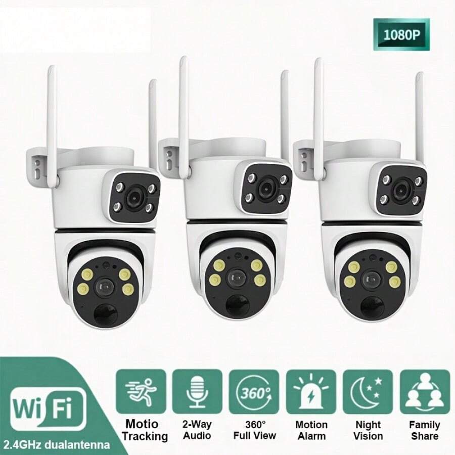 Cámara de seguridad inalámbrica de alta definición 1080P, para exteriores PTZ con audio bidireccional, detección de movimiento, giro-inclinación de 360°, visión nocturna a color, lente gran angular, PIR, montaje en pared, alimentada por energía solar con batería de litio, control remoto, sistema de monitoreo doméstico inteligente con control de aplicación, WiFi de 2.4G/5G, LED para monitoreo de bebés y mascotas