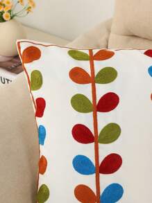 1pc Countryside Style Decorative Pillow Cover, Tree Leaf Embroidery Craft, Without Pillow Insert, Suitable For Living Room Sofa, Bedroom