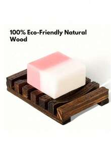 1-2pcs Bamboo Wood Soap Dish Rack With Drainage Holes Design Home Bathroom Decor Summer - One Size - View 5