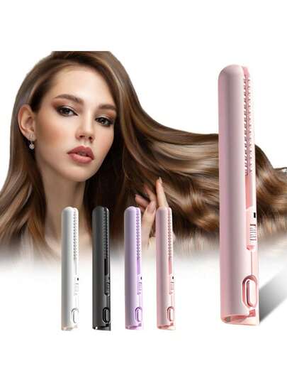 New 2-In-1 Straightening And Curling Iron Set, USB Powered Compact Styling Tool, Dual Use, Anti-Scald, Portable Travel Size, Frizz-Free, Glossier And Smoother, 0.65 Inch Flat Iron And Curling Wand, Special For Female Fans & Gifts For Friends