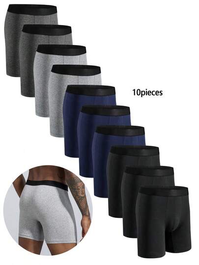 10pz media y larga algodón Bóxer Hombre Pantalones cortos de Boxeo de media y larga duración calzoncillos masculinos calzoncillos masculinos cómodos pantalones cortos de boxeo masculino tirantes calzoncillos calzoncillos