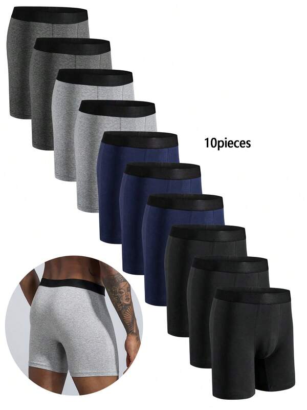10pz media y larga algodón Bóxer Hombre Pantalones cortos de Boxeo de media y larga duración calzoncillos masculinos calzoncillos masculinos cómodos pantalones cortos de boxeo masculino tirantes calzoncillos calzoncillos