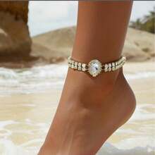 Bohemian Women's Sparkling Water Drop Rhinestone Anklet, Suitable For Everyday Wear And Beach, Jewelry - Multicolor - View 8