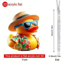 Pingente de Pato de Borracha de Cristal Plano 2D de Acrílico, Decorações Multifuncionais, Material de Cristal com Função de Chaveiro, Adequado para Espelho Retrovisor de Carro ou Bolsa, Dia das Mães, Dia dos Pais, Presente de Temporada de Formatura