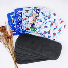 Juego de 12 pañales de tela para bebé con insertos de microfibra como regalo de Halloween y Acción de Gracias