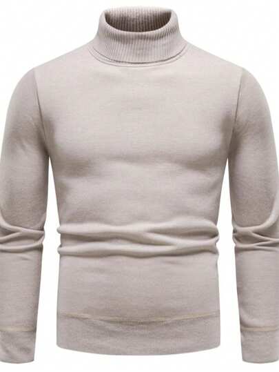 男士纯色休闲高领针织毛衣，基本款简约高品质日常穿着，适合作为送给丈夫/男朋友的礼物