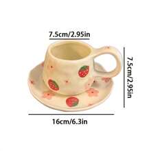 1 pieza Juego de taza de café y platillo de cerámica vintage hecho a mano, taza y plato con pintura a mano estilo coreano Ins, adecuado para mug de latte y plato de postre, excelente para San Valentín, Día de la Madre, regalo conmemorativo de pareja, regalo de graduación de vuelta a la escuela