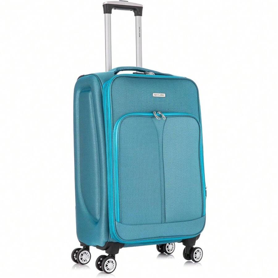 Deluxe Edition 29" Large Suitcase Super Lightweight 20% Expandable 4 Wheels Spinner Soft Shell Check In Luggage For 23kg - Blue - View 1