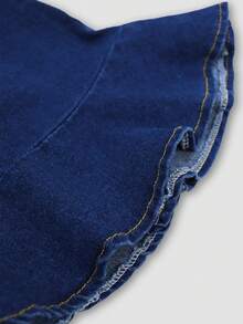 Young Girl Denim Look Ruffle Hem Mini Skirt - Multicolor - View 7