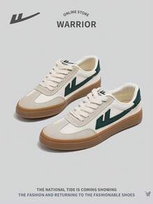 WARRIOR 男士系带滑板鞋休闲透气防滑户外低帮拼色运动鞋 - 墨綠色 - 查看 5