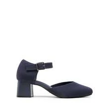 Women's Square Toe Chunky Heels Pumps Ankle Strap Comfortable Knitted Closed Toe Fashionable Elegant Holiday Work Dress Shoes - Màu xanh lam - Xem 6