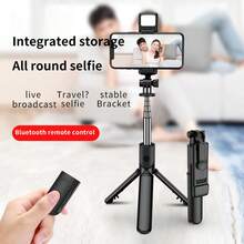 New Selfie Fill Light Bluetooth Shutter Remote Control 3 In 1 Wireless Selfie Tripod With Portable Foldable Monopod For Smart Phone - màu đen - Xem 3