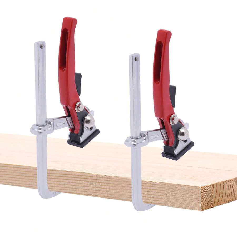 YUNRUX 2pcs Table Clamp Woodworking Clamp Table Mount Ratchet Clamp 160x60 Mm - Red - View 1