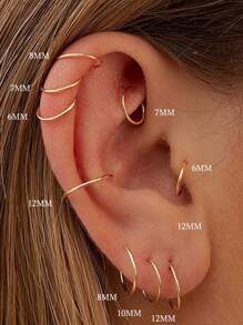 1 par de pendientes de aro de plata de ley 925 para orejas, aros simples para el piercing de orejas y nariz, aros para el labio para mujeres, uso diario para mujeres, el mejor regalo para novias, madres y hermanas