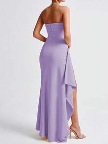 优雅露背时尚婚礼生日俱乐部派对礼服性感春夏情人节女装 - 淡紫色 - 查看 5