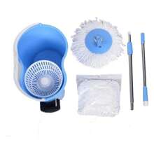 Microfiber Spin Mop Easy Floor Mop W/Bucket W/Pedal & 2 Heads Blue