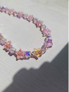 1pc Glass Phone Strap With Pink Star, Summer Bling Bling Phone Shell Lanyard For Digital Camera Gifts For Mother, Family, Friends, Birthday, Holiday Phone Charm, Phone Chain - Multicolor - View 5