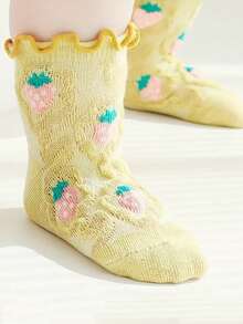 1 Pair Kids Cartoon Fruit Pattern Breathable Mesh Socks, Suitable For Boys And Girls To Wear In Spring And Summer - Multicolor - View 5