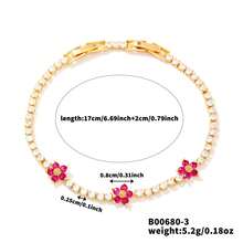 1pc Stainless Steel 18K Plated Floral Rhinestone Pendant Bracelet, Luxury Women's Accessory Suitable For Party, Date, Work - Yellow Gold - View 15