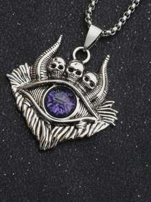 1pc Men's Hip Hop Punk Skull Devil's Eye Necklace - Evil Eye Skull Necklace - View 17