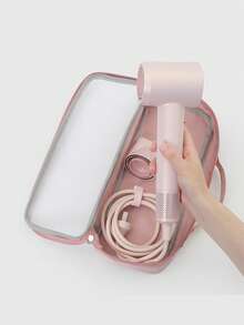 1 pièce Sac de rangement portable pour sèche-cheveux, sac en maille transparent pour le voyage, le rangement des cosmétiques et du fer à friser. Sac cosmétique multifonctionnel, de rangement des cosmétiques, de toilette de voyage, sac à main, anti-poussière, grande capacité. Étui de protection pour fer à friser et à lisser, rangement pour sèche-cheveux, accessoire de voyage, fournitures de rentrée scolaire