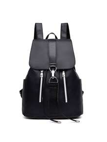 Women Fashion Nylon+PU Waterproof Laptop Backpack Bag - Black - View 4
