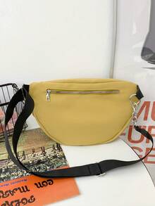 Fashion Fabric Chain Tassel Crossbody Bag, Dumpling Shaped Casual Sports Bag, Couple Shoulder Bag Belts