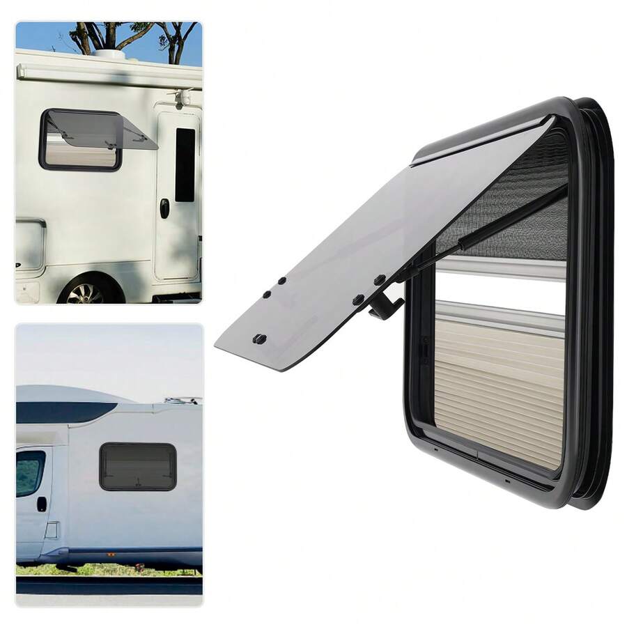 YUNRUX Motorhome Window Caravan Side Window Tinted Hinged Window RV Camper Window - Black and White - View 1