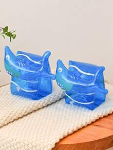 1 对充气臂浮带，卡通设计，适合泳池派对、夏季 - 深藍色 - 查看 3