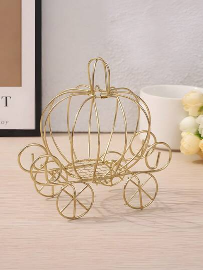 1 Pc Wedding Pumpkin Carriage Candy Decoration Rack Golden Iron Wedding Candy Box Party Tabletop Decoration