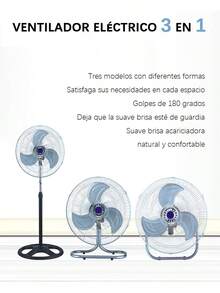 Ventilador eléctrico 3 en 1 de 18 pulgadas, ventilador de piso residencial/industrial, ventilador de piso, calidad térmica exclusiva de América del Sur, ventilador, fácil de instalar - Azul - Ver 5