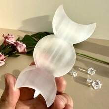 1Pc Natural Sodium Selenide Three Moon Crystal Bowl For Purifying And Recharging, Polished Gemstones, Mineral Samples, Crystal Gifts, Home Decor Tabletop Ornaments, Holiday Gifts
