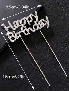 1pc Zinc Alloy Cake Topper, Modern Faux Rhinestone Design Cake Top Decoration For Birthday Party,