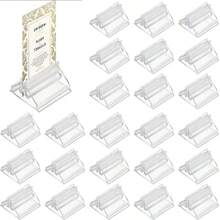 24/48Pcs Mini Clear Stands Place Card Holders Table Number Stands Card Base Stand For Table Photos Games Wedding Party Decor