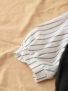 女士条纹翻领短袖优雅中长连衣裙 夏季 - 彩色 - 查看 4