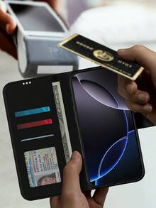 White Multifunctional Wallet-Style PU Phone Case, Compatible With IPhone 11/12/13/14/15 Pro Max, Suitable For Daily Use Wallet-Style Flip Phone Case, Compatible With Samsung Galaxy A55/A54/A53/A52/A51/A14/A15/S22/S23/S24 Ultra, Can Hold Credit Cards OnePlus N200 5G/N20/N30/Ace/Ace2/11/10 Genuine Leather Phone Case With Kickstand - White - View 5