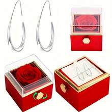 Red Exquisite Rotatable Gift Box, Paired With Women's Exquisite Earrings And Elegant Accessories, Suitable For Giving To Girlfriends, Mothers, Christmas, Valentine's Day, Mother's Day, Birthdays, Party Gifts, Giving Her The Best Gift
