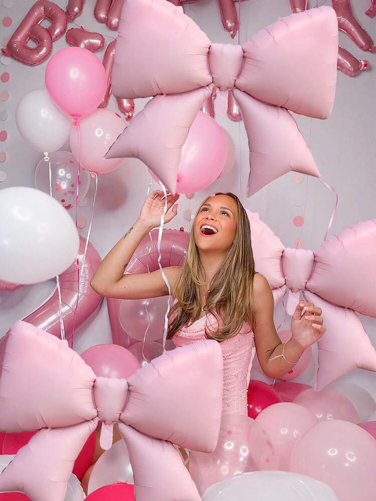 1/3 piezas de globos de aluminio con mariposas rosas mate de gran tamaño, adecuados para fiestas de princesa, decoración de cumpleaños, compromiso, boda, despedida de soltera, revelación de género, accesorios para sesión de fotos con tema de lazos, decoración de aniversario - Rosa - Añade 4