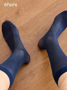 1/3/6 pares de calcetines de rayas verticales para hombre en negro, blanco, azul, calcetines delgados para primavera, verano, otoño, calcetines largos y transpirables negros para negocios