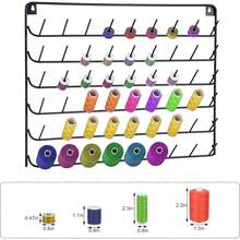 Jodoueeir - Juego de 2 soportes de rosca para pared, organizador de hilo de coser de 54 carretes, color negro - Negro - Ver 3