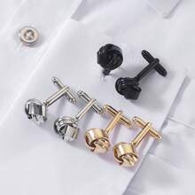 1 Pair Fashionable Personalized Minimalist Business Style Stainless Steel Geometric Braided Cufflinks, Suitable For Groom And Groomsmen Suit & Shirt Cuff Accessories, Father's Day And Wedding Season Gift (No Gift Box)