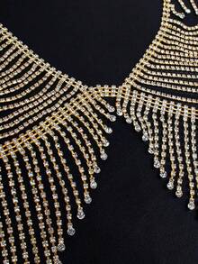 Fashionable Tassel Chest Chain, Sexy Luxury Mesh Body Chain With Rhinestones, Intimate Apparel & Jewelry - Multicolor - View 7