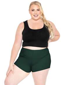 STRETCH IS COMFORT Women's And Plus Size Nylon Booty Shorts | Small - 3X - Hunter Green - View 3