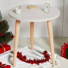 Semplice tavolino da comodino in legno rotondo con cornice in legno massiccio, mobile da piccoli spazi come tavolo da caffè laterale, per reception, ufficio, soggiorno, camera da letto