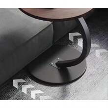 Mesa Auxiliar Portátil Para Café, Mesa Auxiliar Armable de Centro Redonda, Forma de "C" Ideal Para Espacios Pequeños, Diseño Moderno, Para Sala, Habitación, Oficina - Marrón - Ver 7