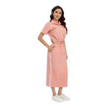 Conjunto de dos piezas falda larga y blusa tipo sport - Rosa - Ver 1