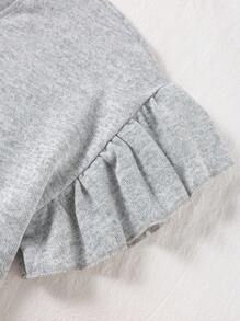 Women 2Pcs Summer Lounge Set, Lightweight Breathable Scoop Neck Relaxed Fit Ruffle Hem Cropped Top And Elastic Waist Ruffle Hem Short, Solid Color, Lounge Outfit