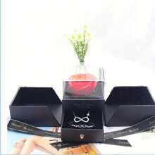 Black Premium Rose Soap Flower Gift Box, Number 8 Heart Necklace Bracelet Combination Set For Mothers, Wives, Girlfriends, Your Own Holiday Gift, Suitable For Valentine's Day, Anniversaries, Mother's Day, Thanksgiving, Christmas Gift Giving