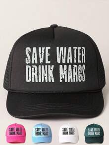 1pc Women's Outdoor Embroidered "SAVE WATER DRINK MARGS" Adjustable Drawstring Baseball Mesh Cap, Suitable For Spring/Autumn Travel, Fashionable & Versatile Sun Protection Hat, Unisex Y2K Style Cap - Baseball Cap - View 13