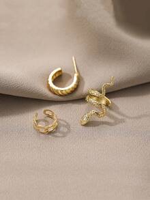 eTel LiKe 3pcs Vintage Gold Snake Ear Cuffs For Women - Yellow Gold - View 3